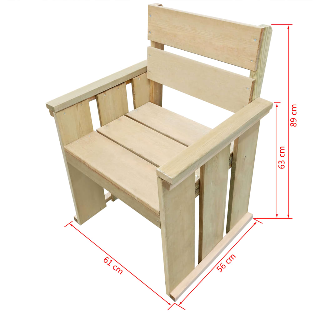 vidaXL Set de comedor de jardín 5 pzas madera de pino impregnada