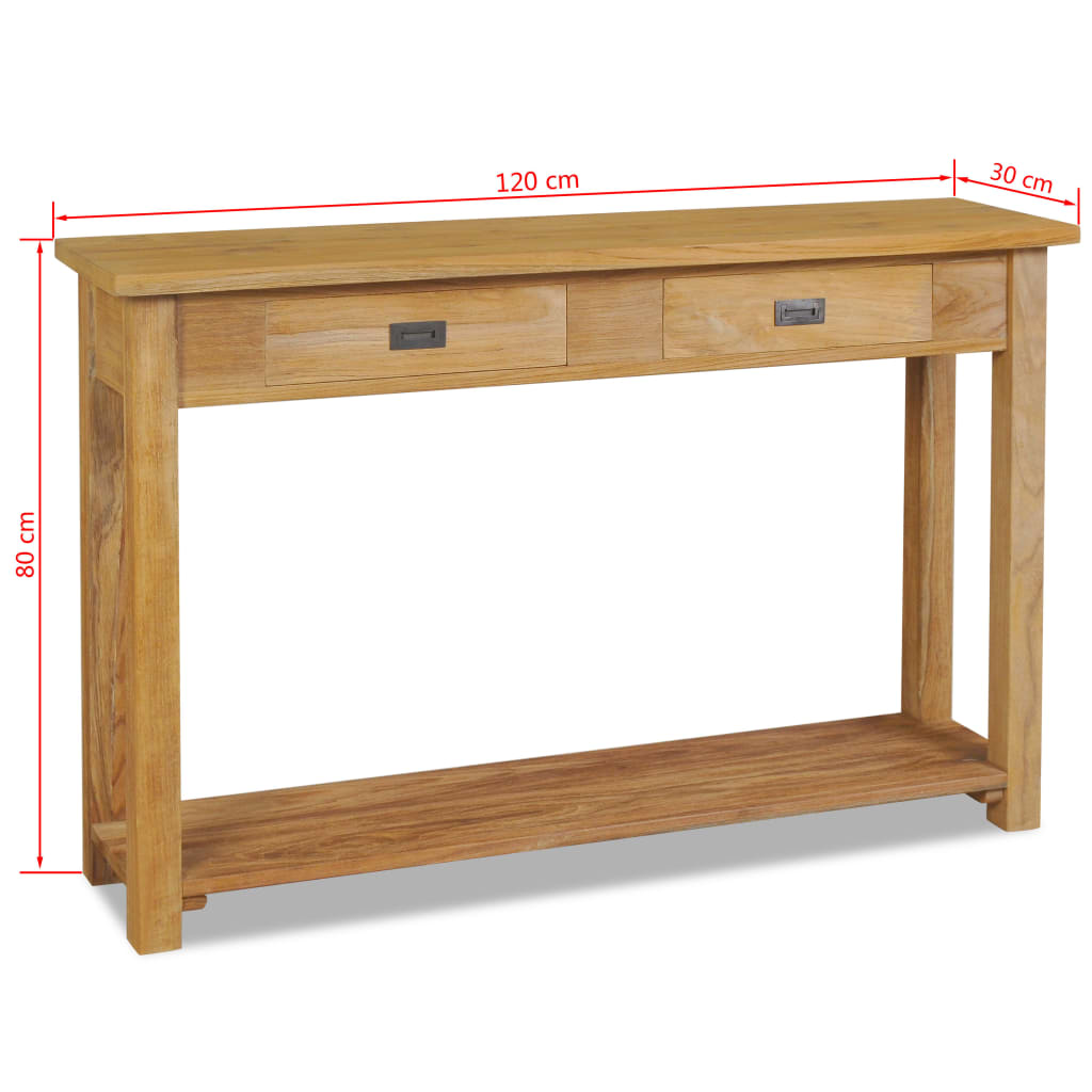 vidaXL Mesa consola de madera de teca maciza 120x30x80 cm