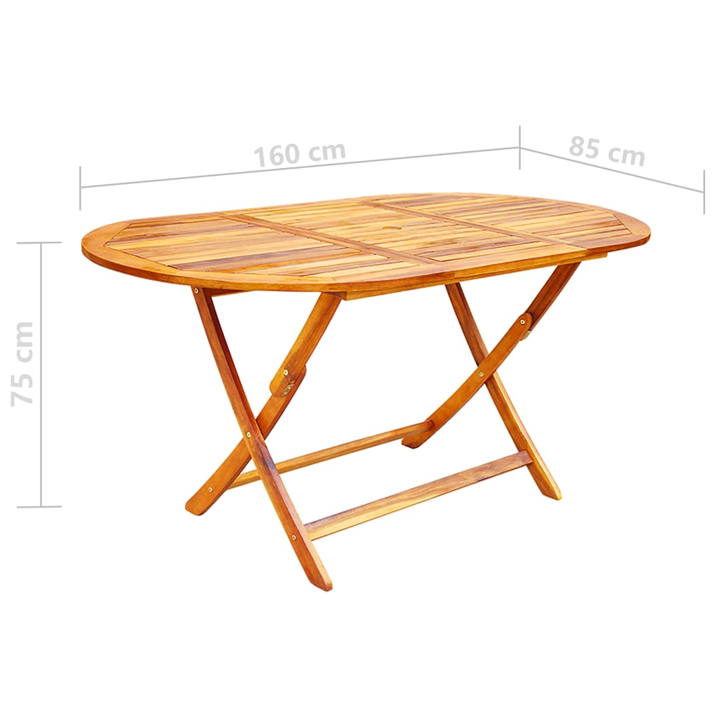 vidaXL Comedor de jardín plegable 9 piezas de madera maciza de acacia