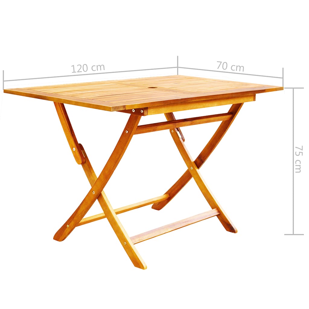 vidaXL Comedor de jardín plegable 7 piezas de madera maciza de acacia