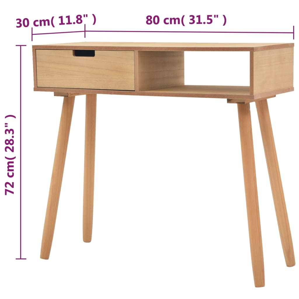 vidaXL Mesa consola de madera maciza de pino 80x30x72 cm marrón