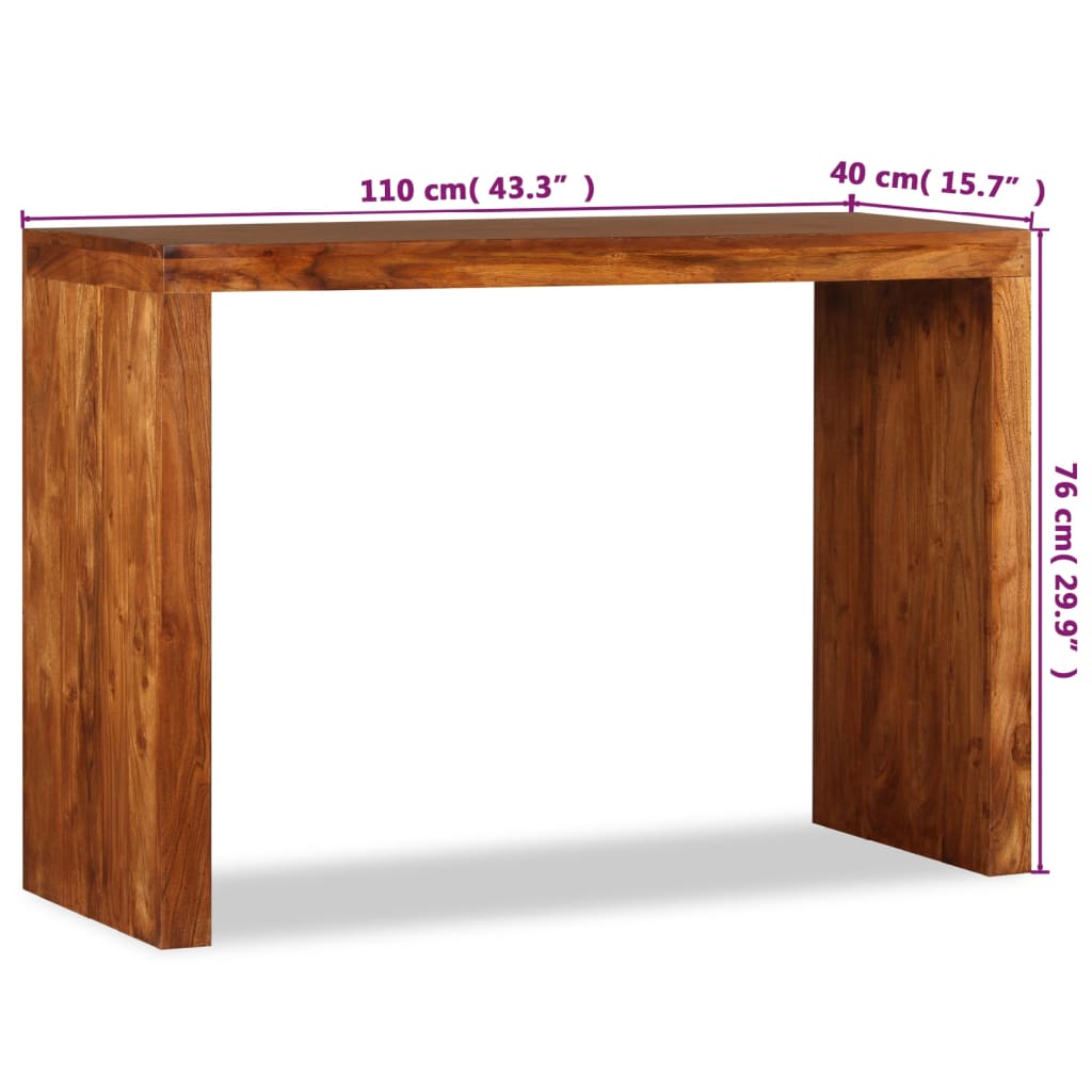 vidaXL Mesa consola Madera sólida con acabado miel 110x40x76 cm