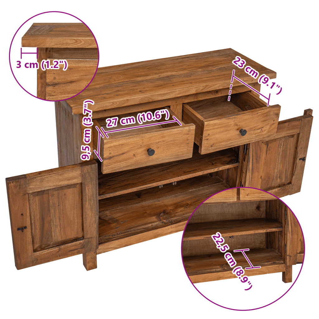 vidaXL Aparador de madera maciza de caoba 75x30x65 cm