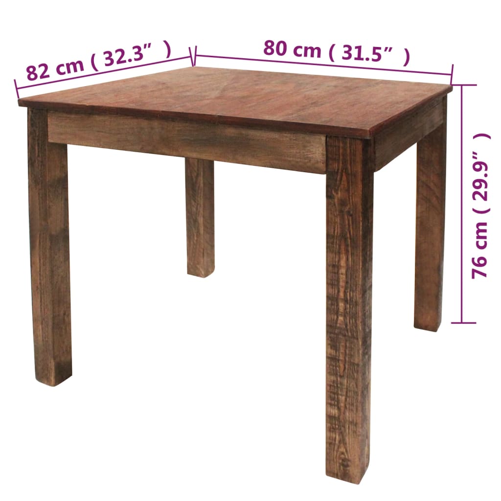 vidaXL Mesa de comedor de madera reciclada mixta 82x80x76 cm