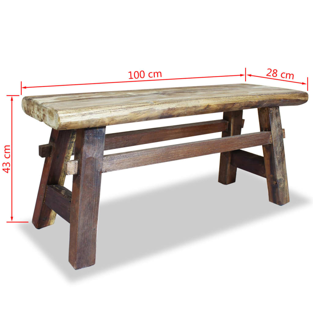 vidaXL Banco de madera reciclada mixta 100x28x43 cm