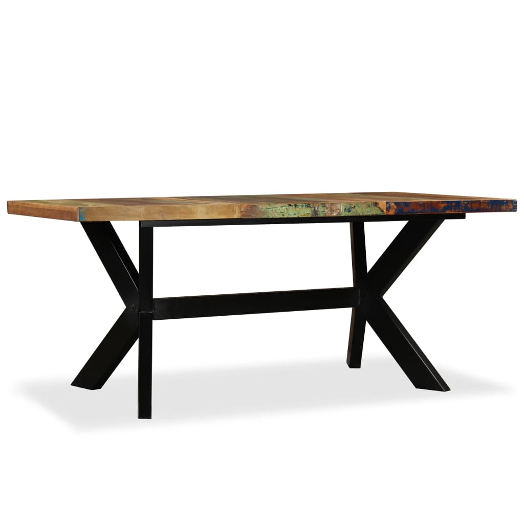 vidaXL Mesa de comedor madera maciza reciclada y acero cruzado 180 cm