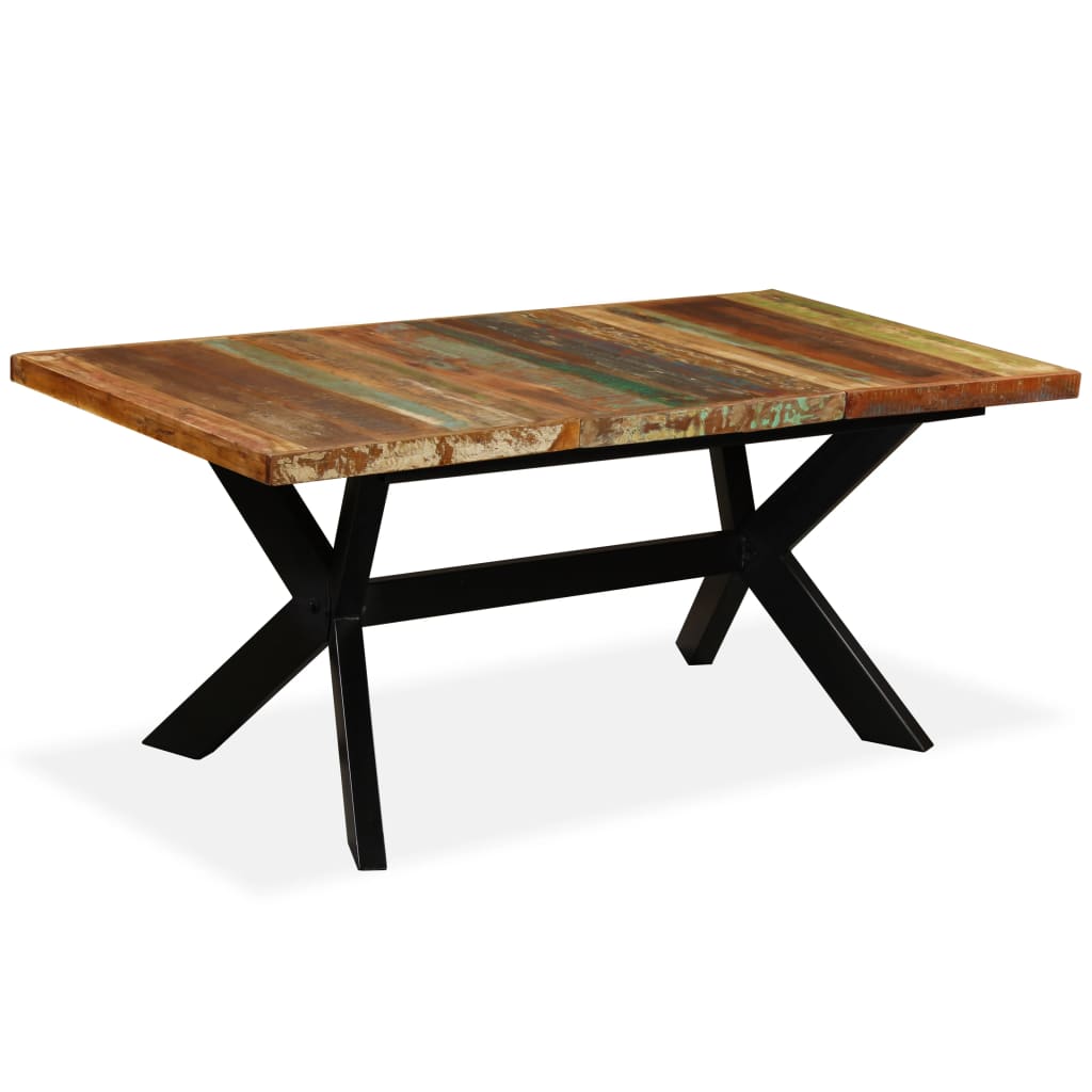 vidaXL Mesa de comedor madera maciza reciclada y acero cruzado 180 cm