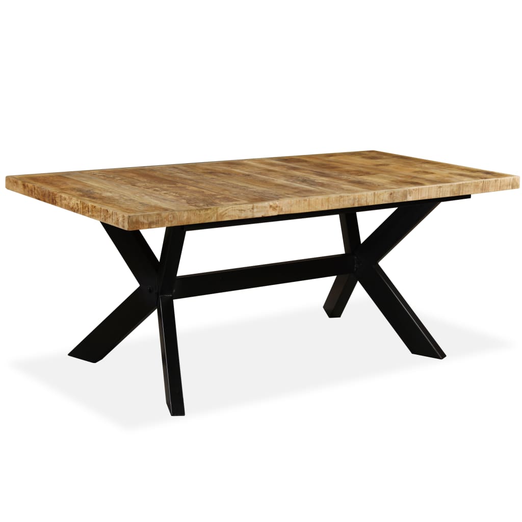 vidaXL Mesa de comedor madera maciza de mango y cruz de acero 180 cm