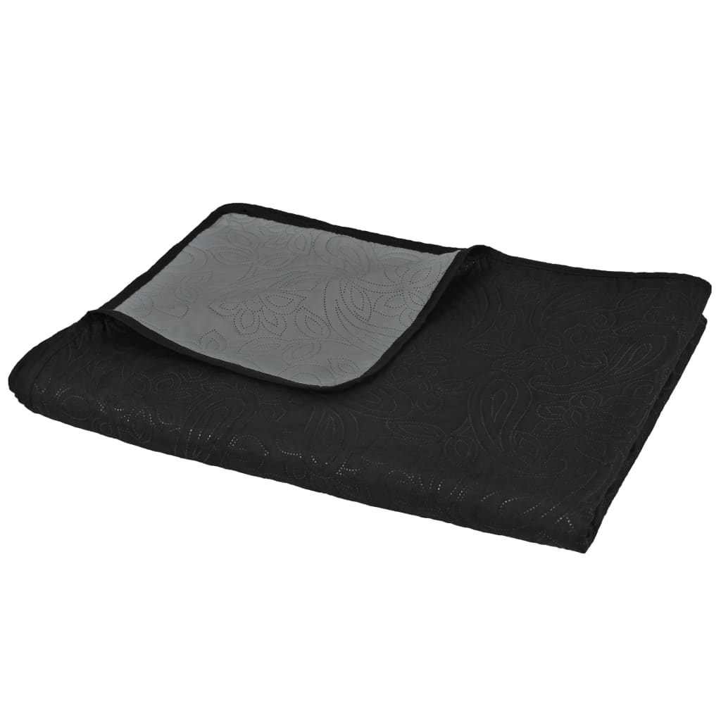 vidaXL Cubrecama acolchado doble cara 170x210 cm gris y negro