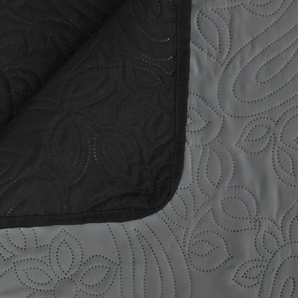 vidaXL Cubrecama acolchado doble cara 170x210 cm gris y negro