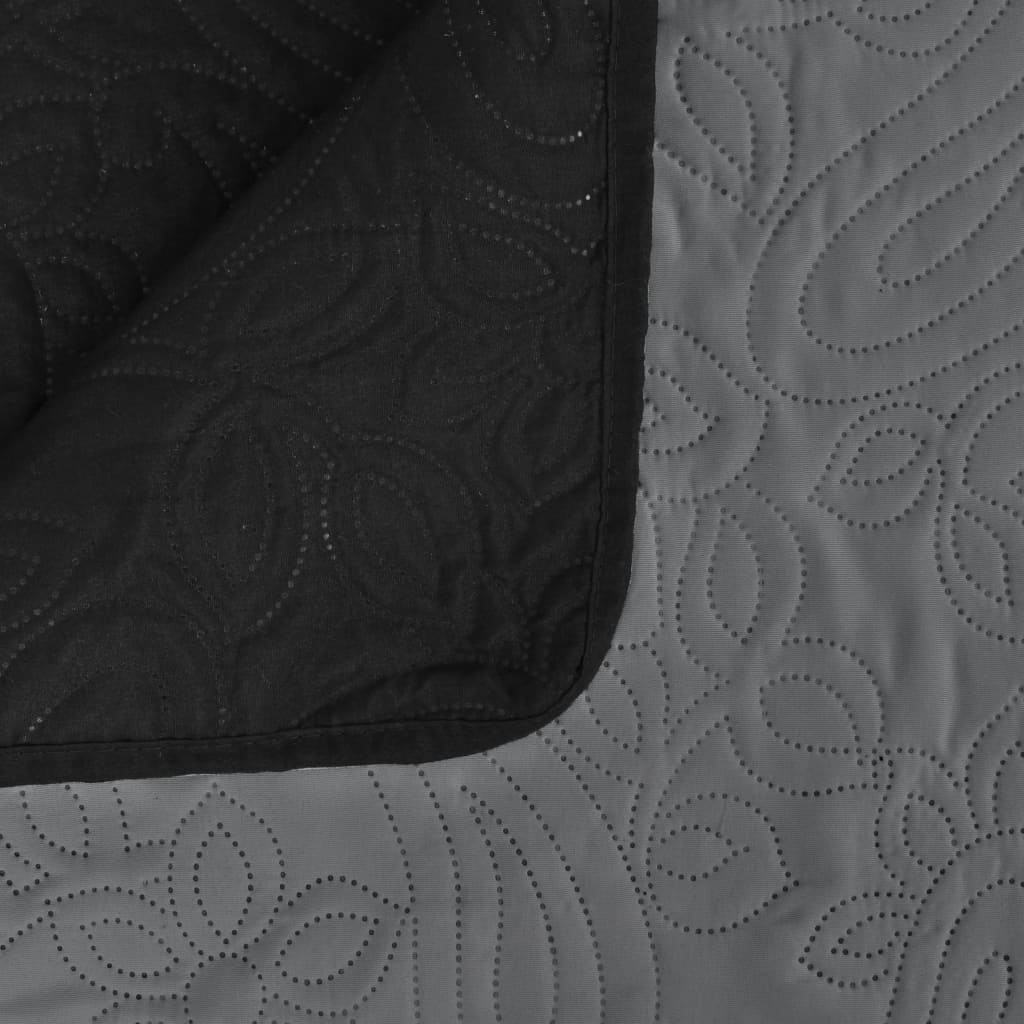 vidaXL Cubrecama acolchado doble cara 220x240 cm gris y negro