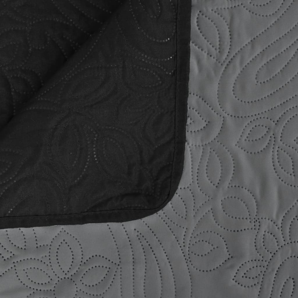 vidaXL Cubrecama acolchado doble cara 230x260 cm gris y negro