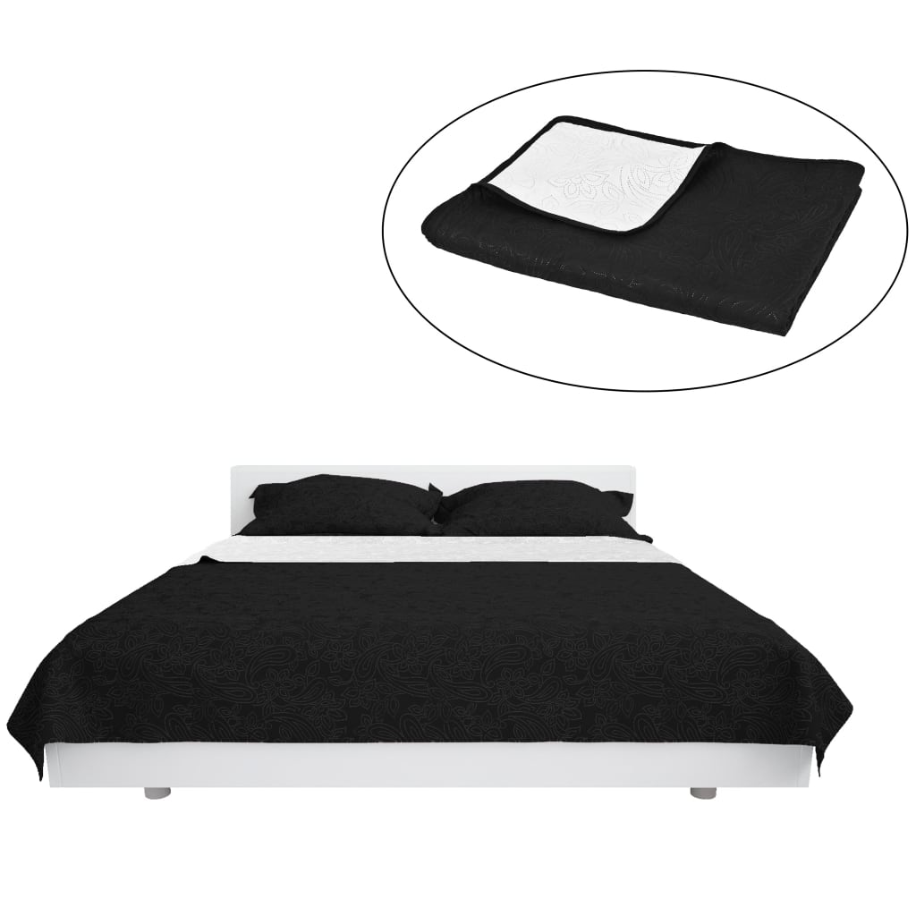 vidaXL Cubrecama acolchado doble cara 170x210 cm blanco y negro