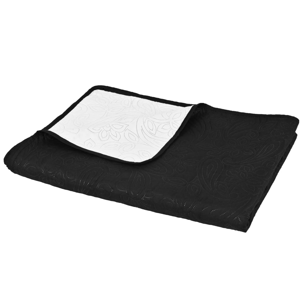 vidaXL Cubrecama acolchado doble cara 170x210 cm blanco y negro