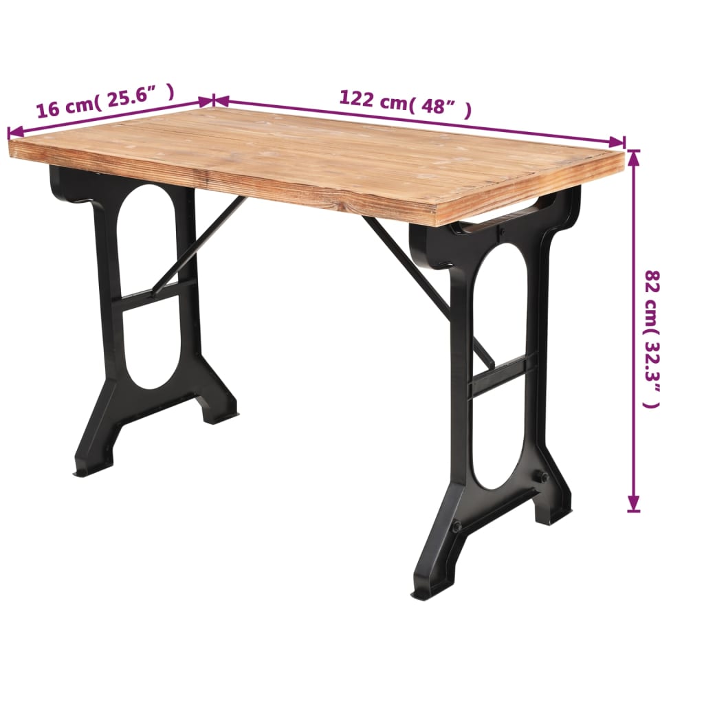 vidaXL Mesa de comedor superficie madera maciza de abeto 122x65x82 cm