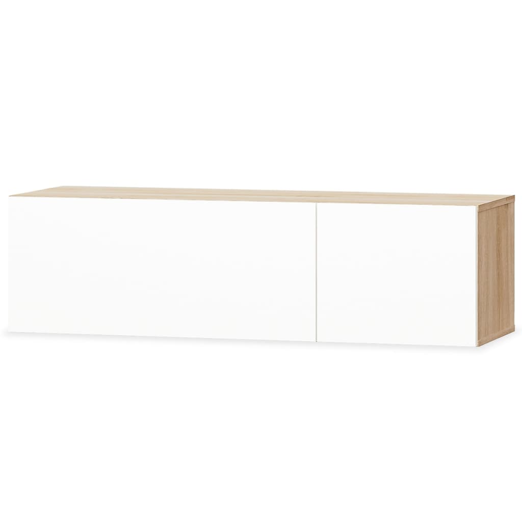 vidaXL Mueble TV madera ingeniería blanco brillo y roble 120x40x34 cm