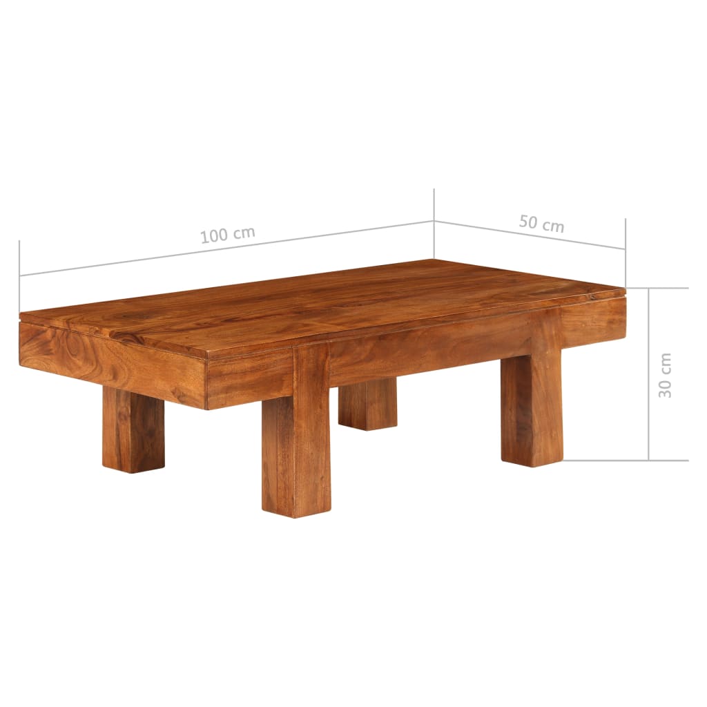 vidaXL Mesa de centro madera maciza acacia acabado miel 100x50x30 cm