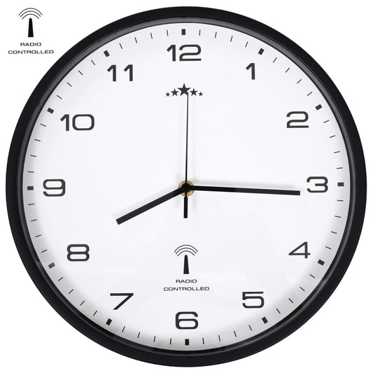 vidaXL Reloj radiocontrol de pared cuarzo blanco y negro 31 cm