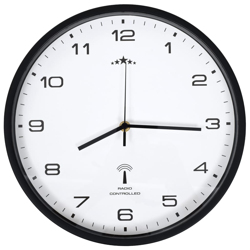 vidaXL Reloj radiocontrol de pared cuarzo blanco y negro 31 cm