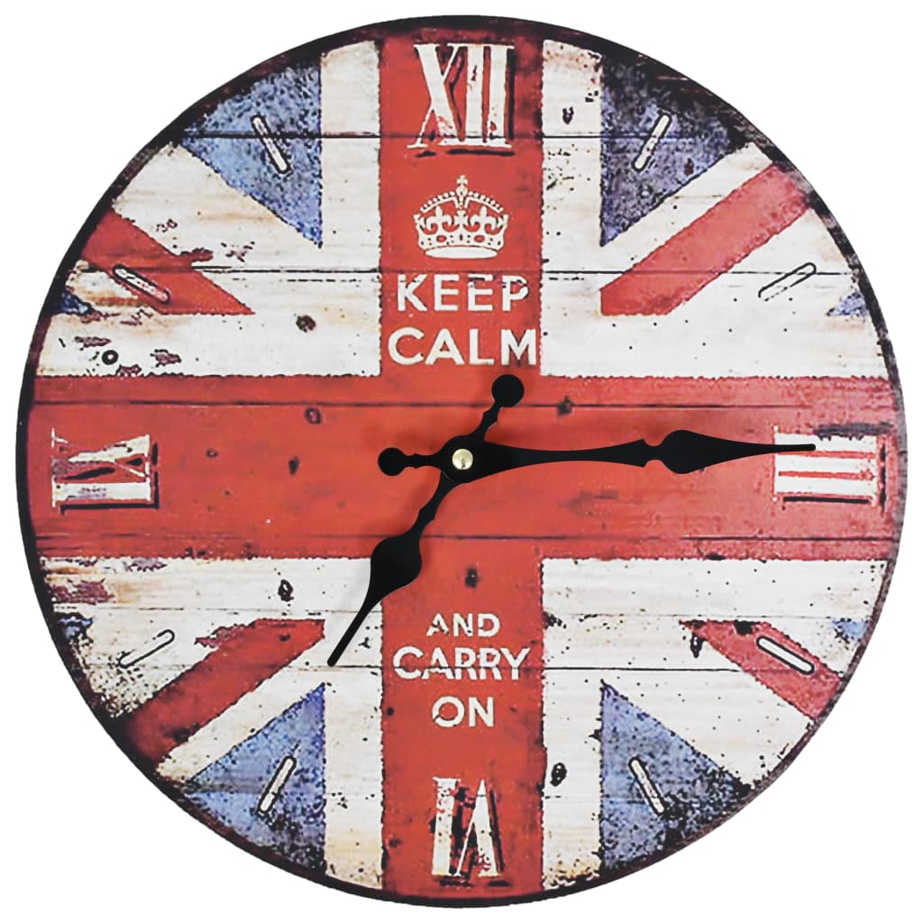 vidaXL Reloj vintage de pared con flores UK 30 cm