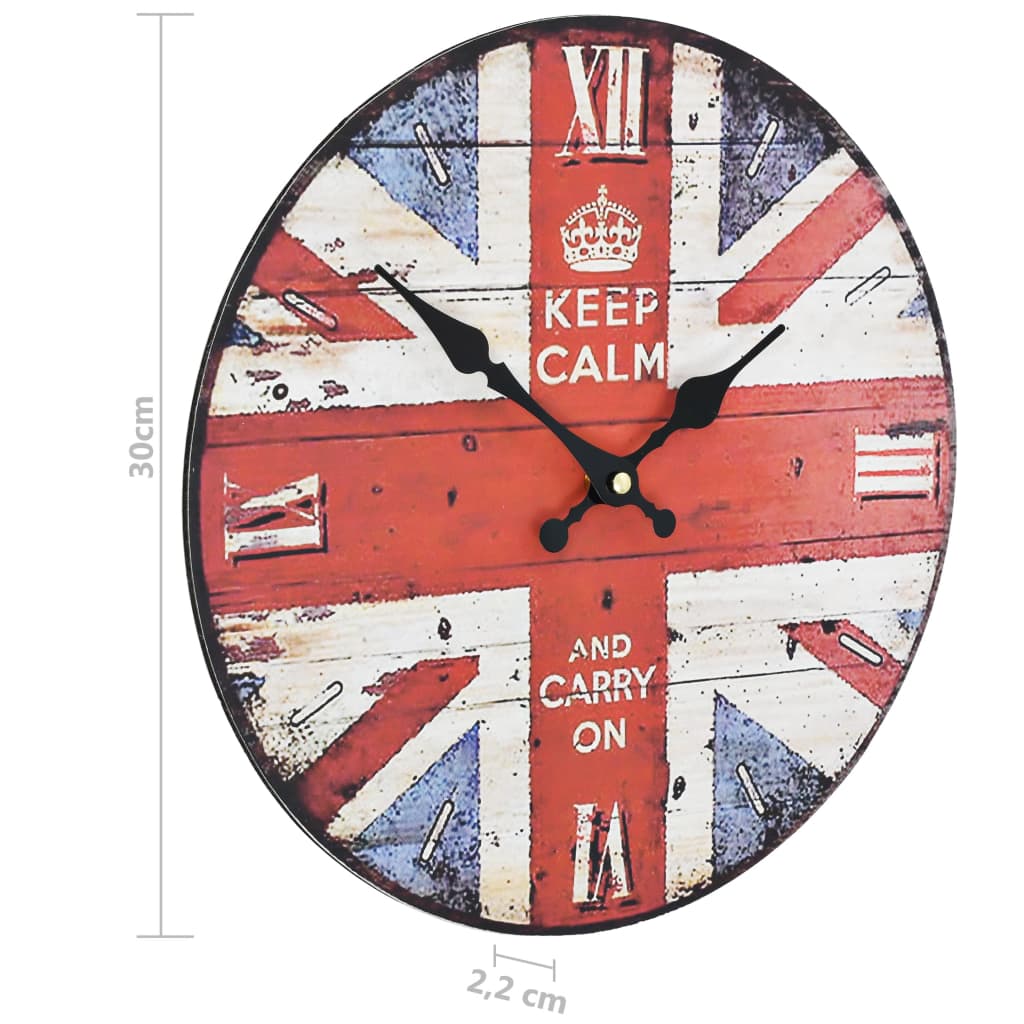 vidaXL Reloj vintage de pared con flores UK 30 cm