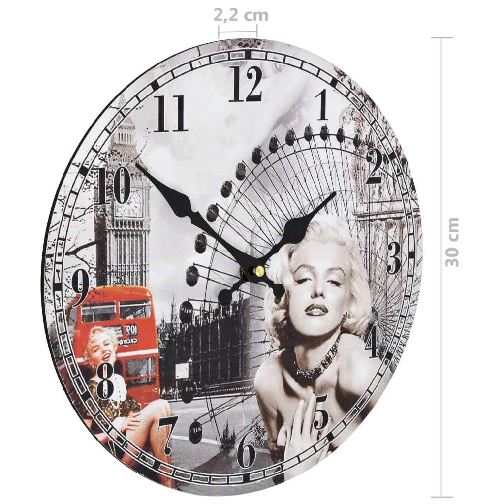 vidaXL Reloj de pared vintage 30 cm