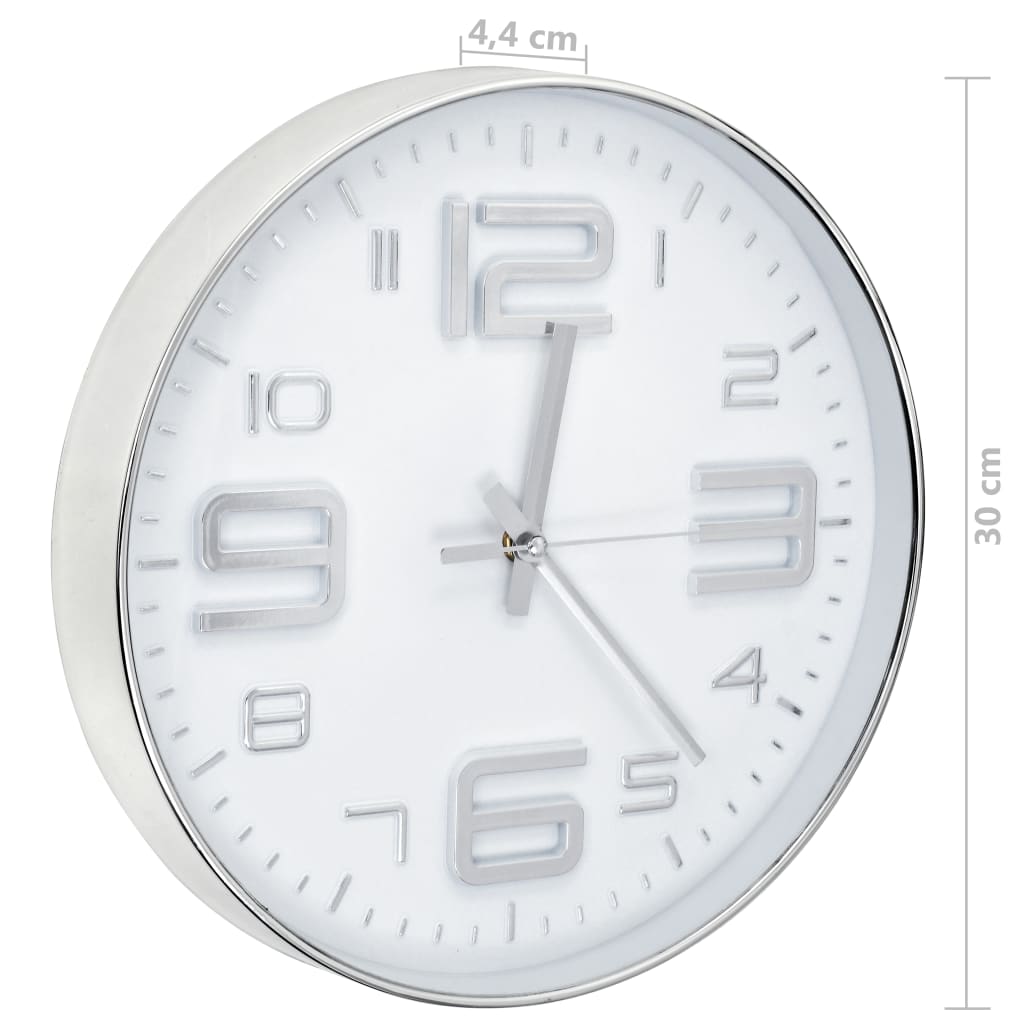 vidaXL Reloj de pared 30 cm plateado