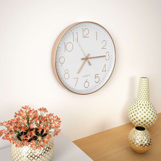 vidaXL Reloj de pared 30 cm rosa dorado