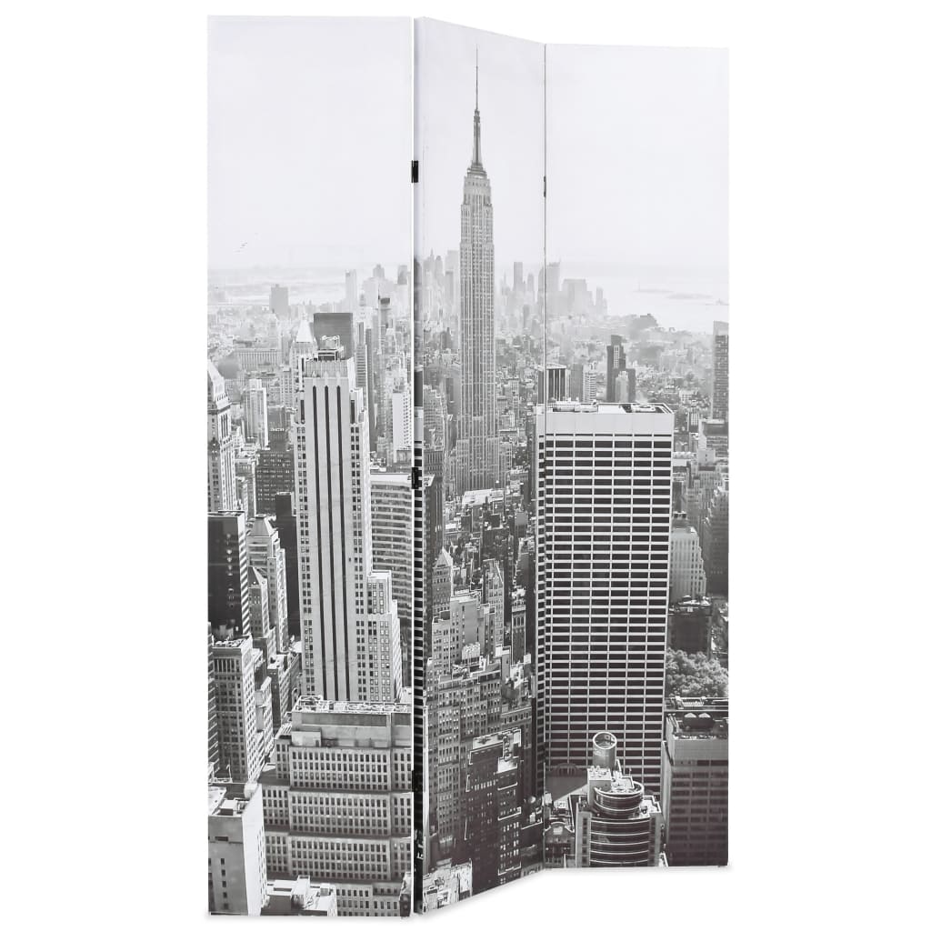 vidaXL Biombo divisor plegable 120x170 cm Nueva York blanco y negro