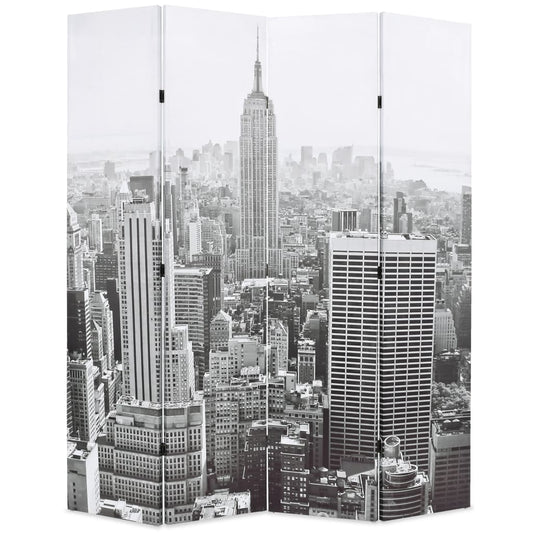 vidaXL Biombo divisor plegable 160x170 cm Nueva York blanco y negro