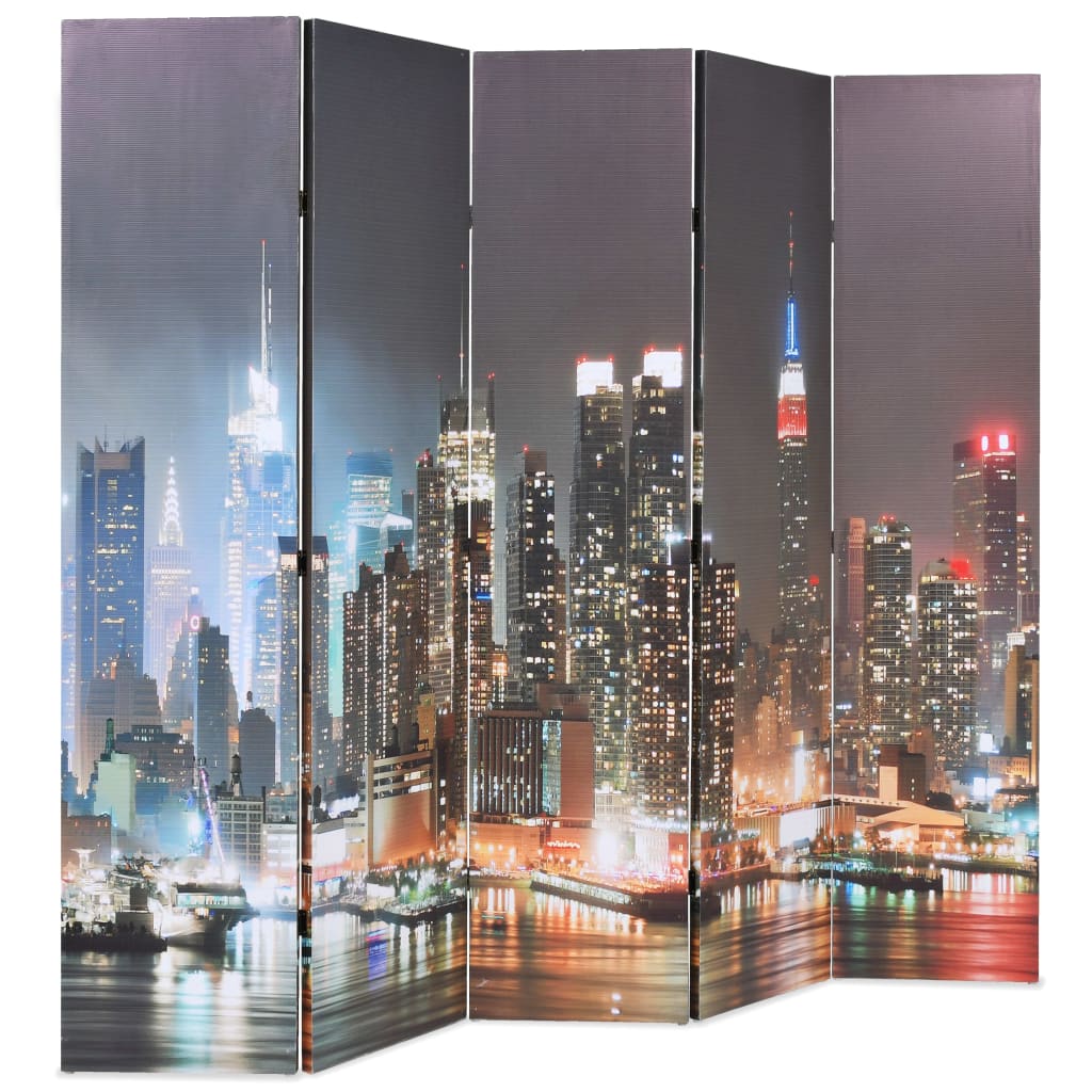 vidaXL Biombo divisor plegable 200x170 cm Nueva York de noche