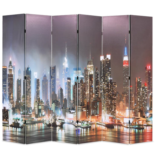 vidaXL Biombo divisor plegable 228x170 cm Nueva York de noche