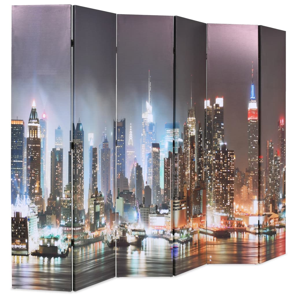 vidaXL Biombo divisor plegable 228x170 cm Nueva York de noche