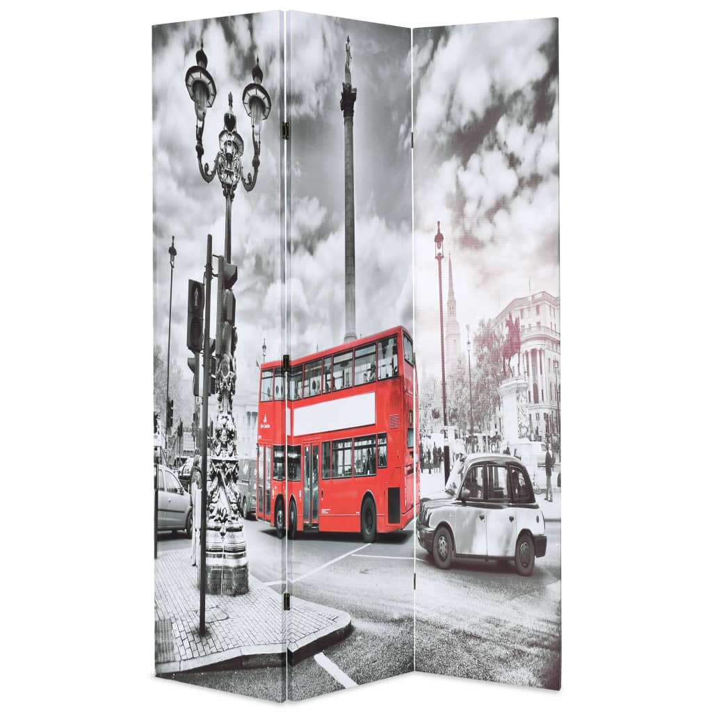 vidaXL Biombo divisor plegable 120x170 cm bus Londres blanco y negro