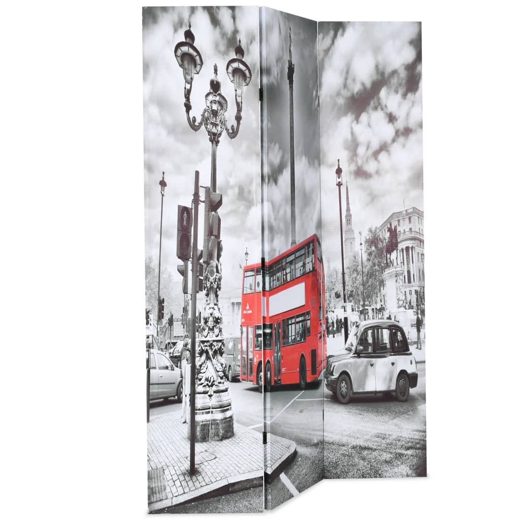 vidaXL Biombo divisor plegable 120x170 cm bus Londres blanco y negro