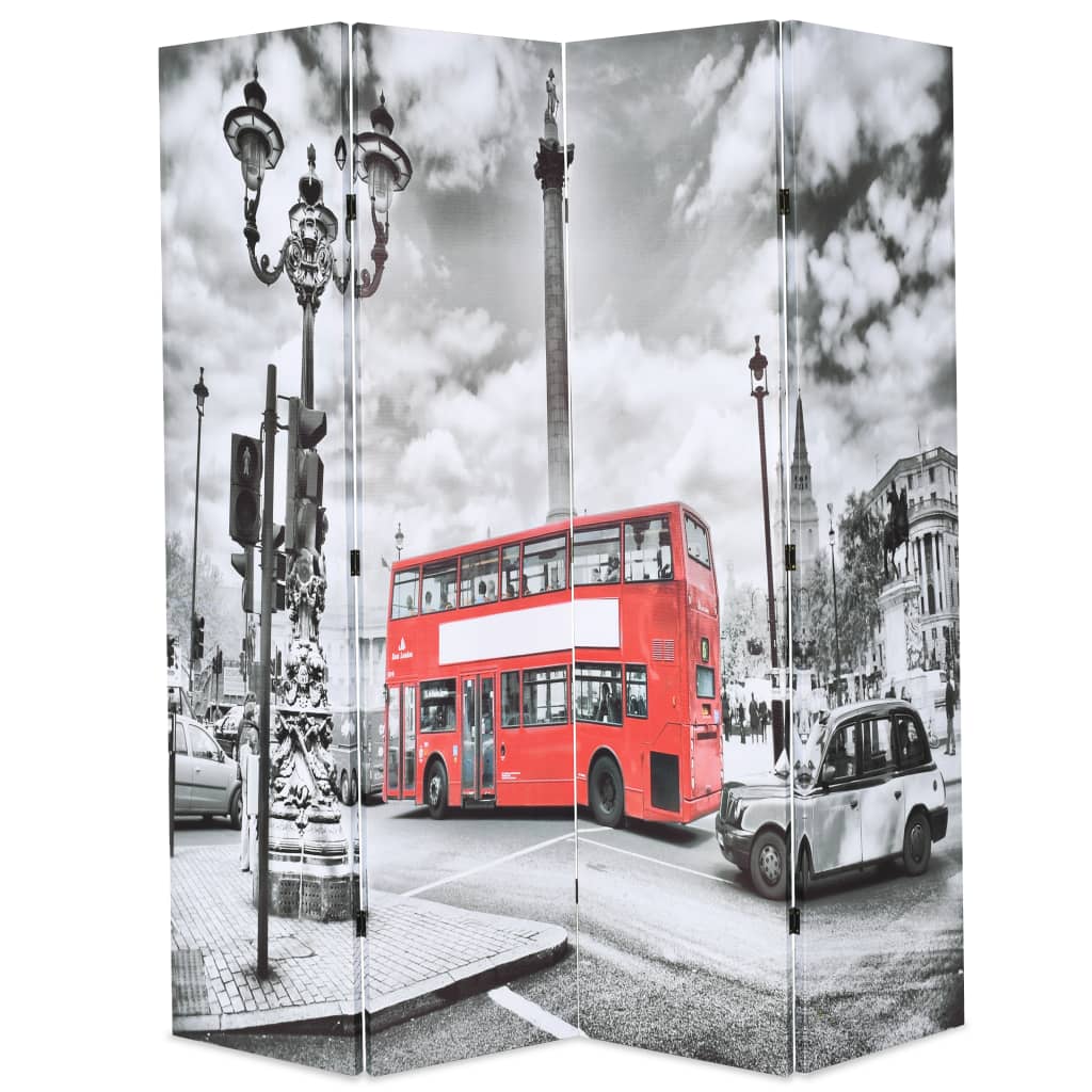 vidaXL Biombo divisor plegable 160x170 cm bus Londres blanco y negro