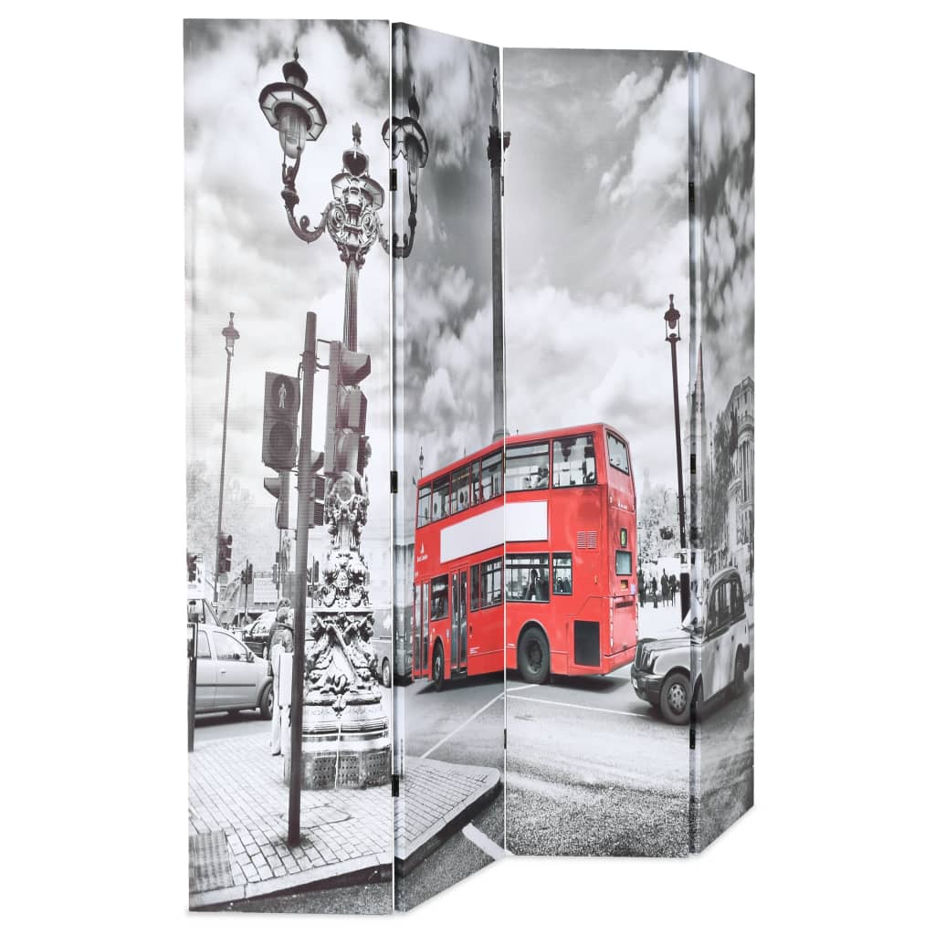 vidaXL Biombo divisor plegable 160x170 cm bus Londres blanco y negro