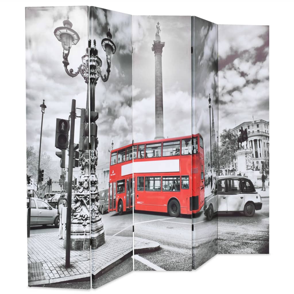 vidaXL Biombo divisor plegable 200x170 cm bus Londres blanco y negro