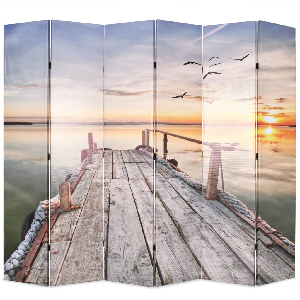 vidaXL Biombo divisor plegable 228x170 cm lago