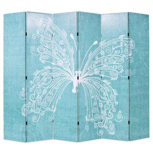 vidaXL Biombo divisor plegable 228x170 cm mariposa azul