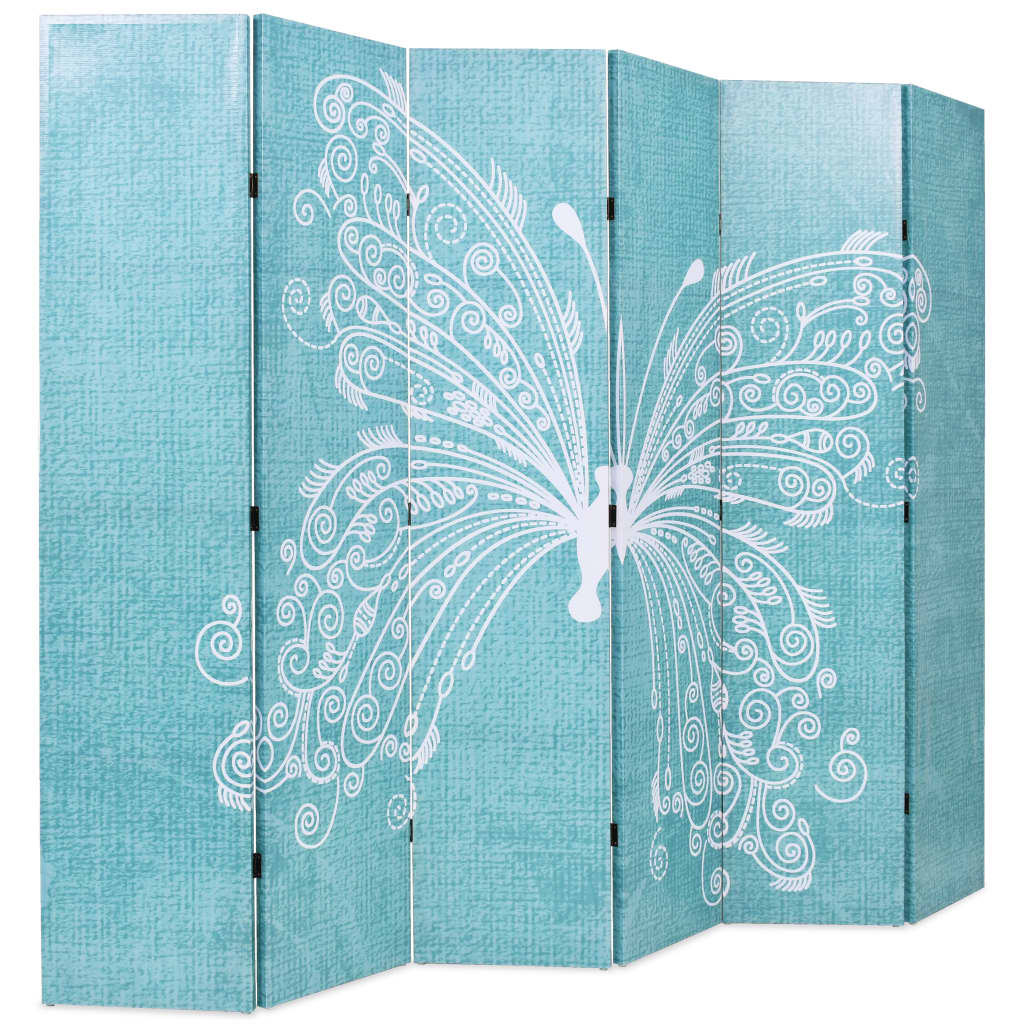 vidaXL Biombo divisor plegable 228x170 cm mariposa azul