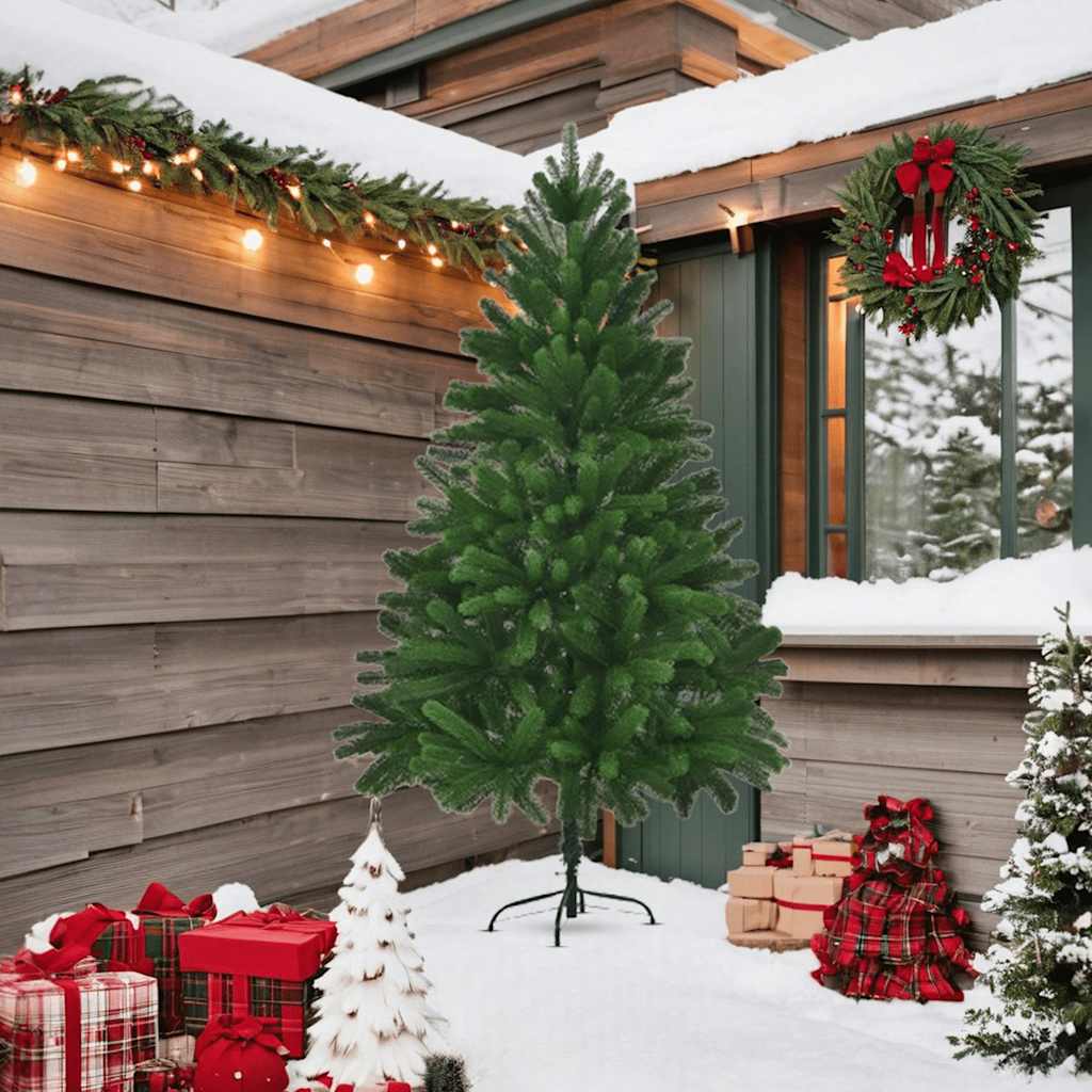 vidaXL Árbol de Navidad artificial hojas realistas verde 210 cm