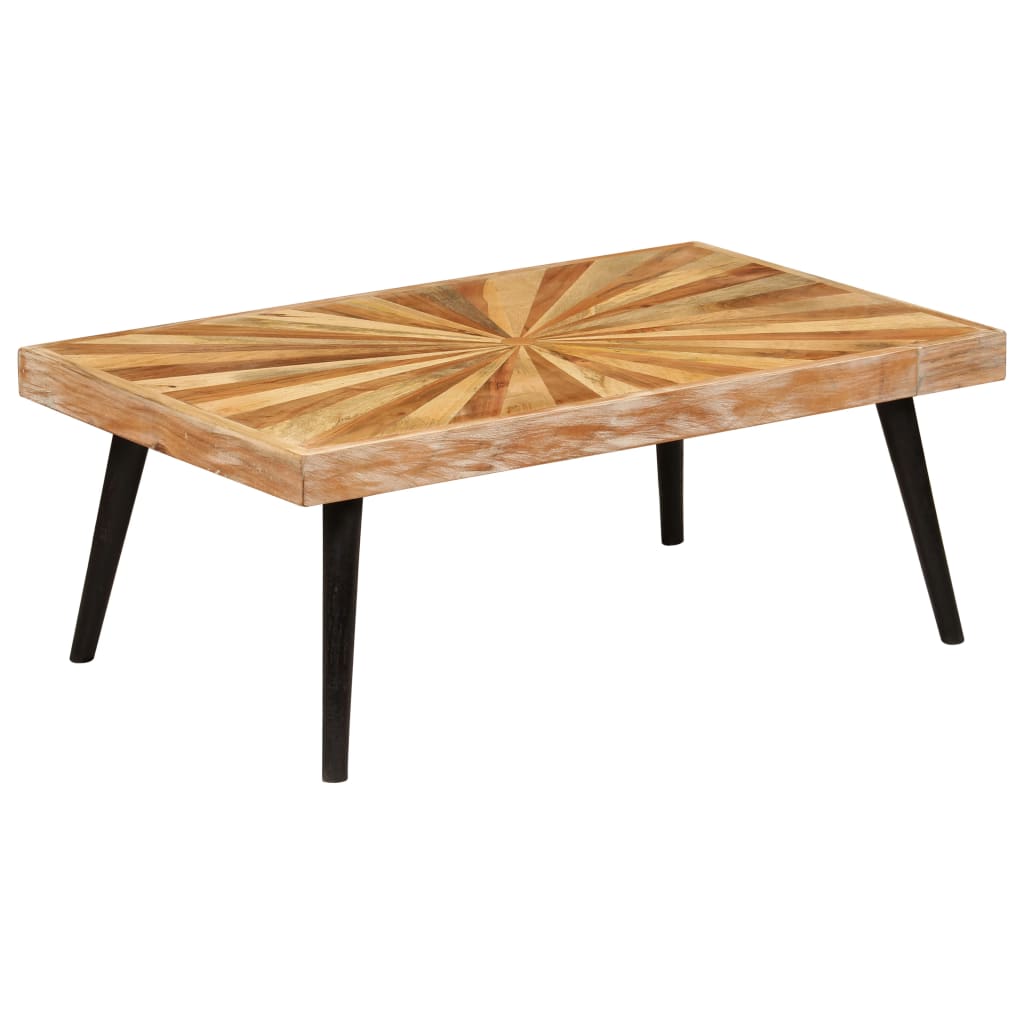 vidaXL Mesa de centro de madera de mango maciza 90x55x36 cm