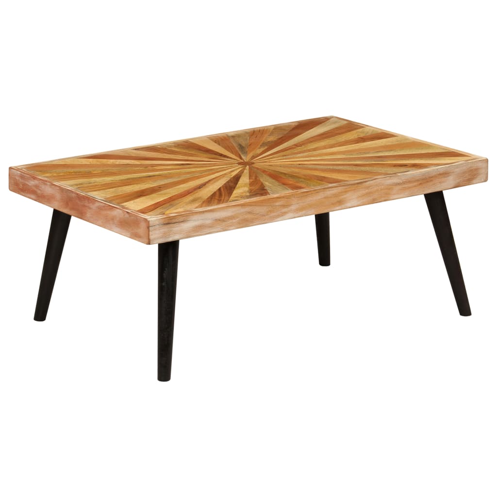 vidaXL Mesa de centro de madera de mango maciza 90x55x36 cm