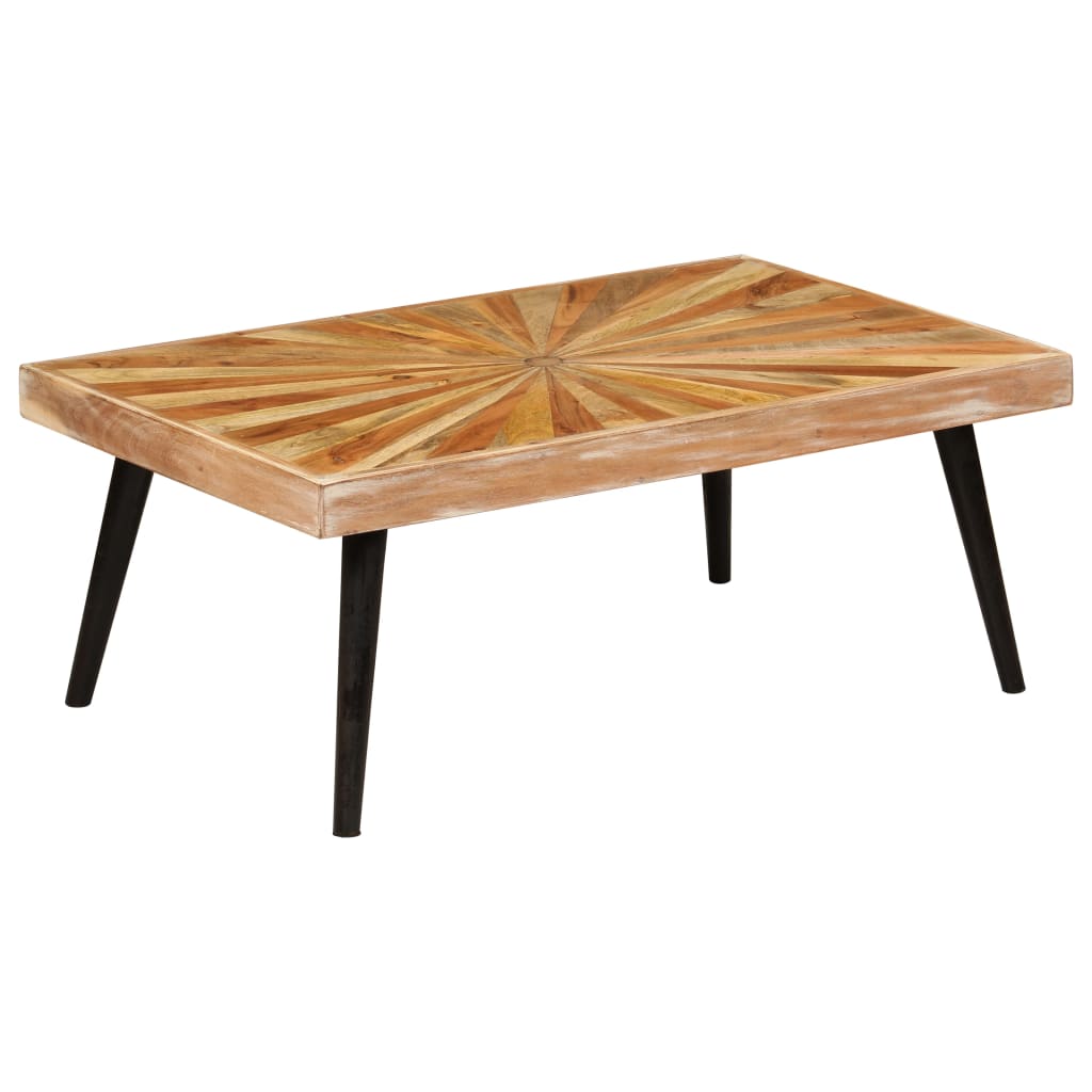 vidaXL Mesa de centro de madera de mango maciza 90x55x36 cm