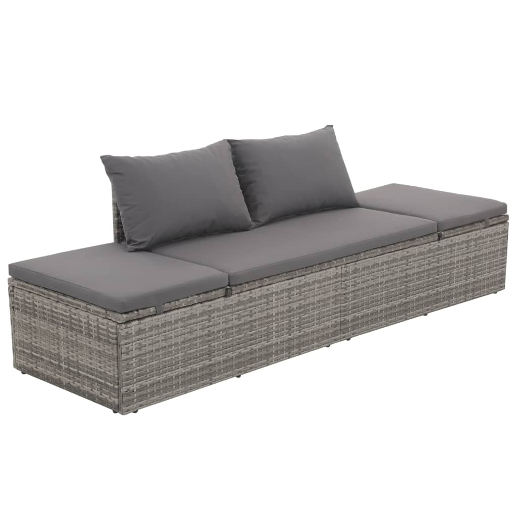 vidaXL Cama de jardín 195x60 cm ratán sintético gris