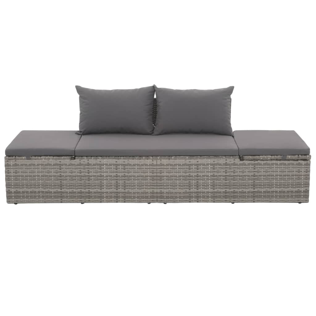 vidaXL Cama de jardín 195x60 cm ratán sintético gris