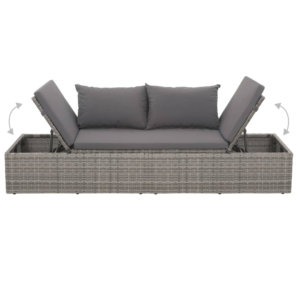 vidaXL Cama de jardín 195x60 cm ratán sintético gris