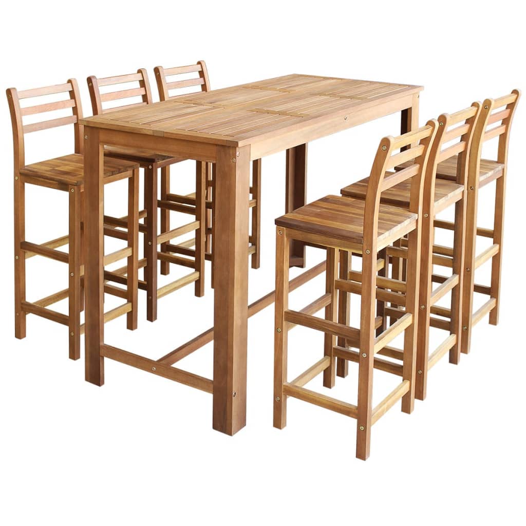 vidaXL Set mesa de bar y sillas 7 piezas de madera de acacia maciza