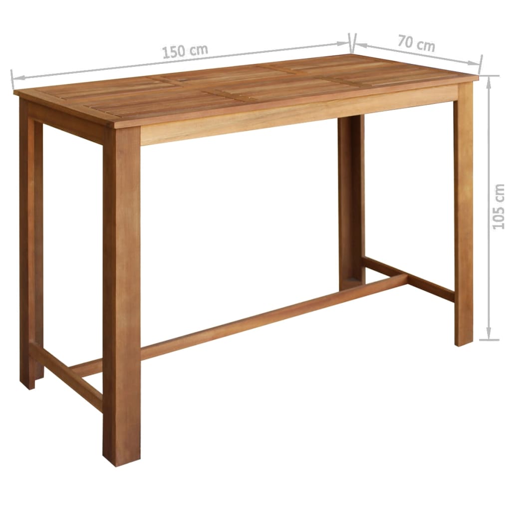 vidaXL Set mesa de bar y sillas 7 piezas de madera de acacia maciza